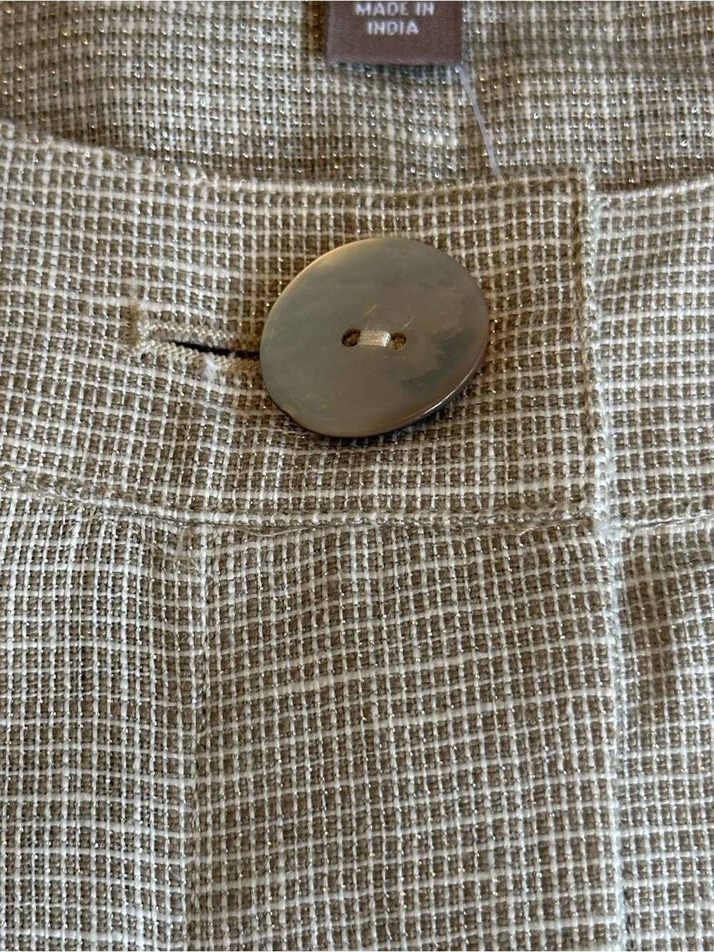 J. Jill | Metallic Linen Shimmer Peplum Jacket Blazer Beige Cream, Size L, NWT - Picture 6 of 10